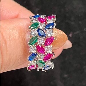 🌈silver multicolored ring-primary colors